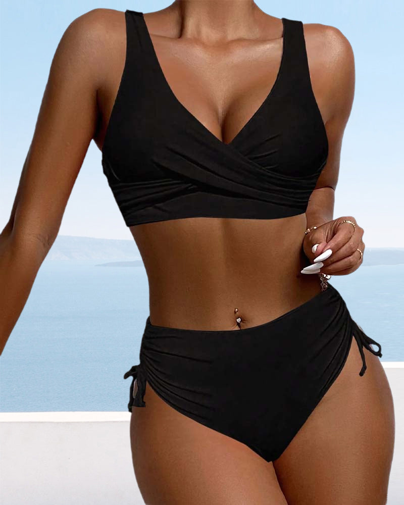 Ivyshape | Bikini Swimsuit with Drawstring and Lacing at the Back