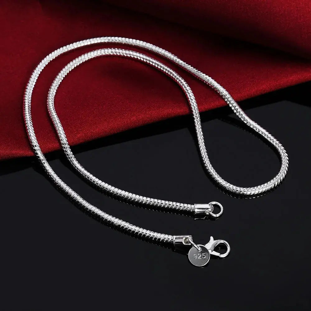 IvyShape | 925 3mm Sterling Silver Snake Necklace
