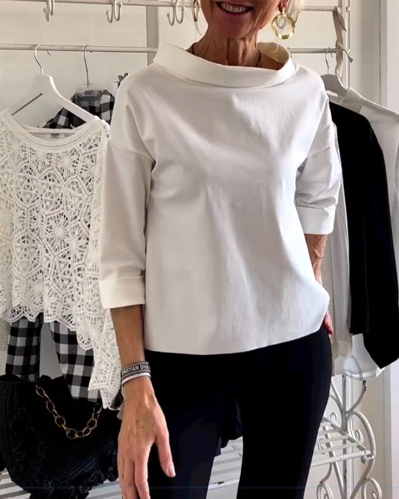 Ivyshape | Women's Elegant Blouse Half Sleeve