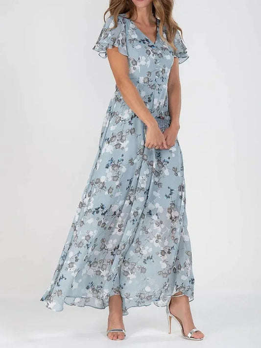 Ivyshape | Elegant Floral Chiffon Dress