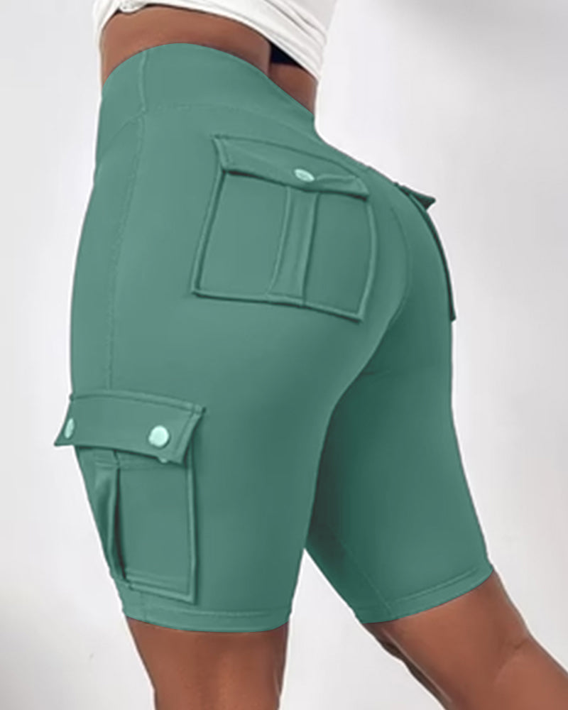 Ivyshape | Women's Casual Shorts With Pockets Plain