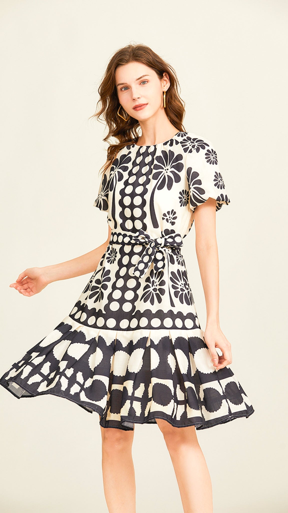 Black & White Contrast Printed Dress