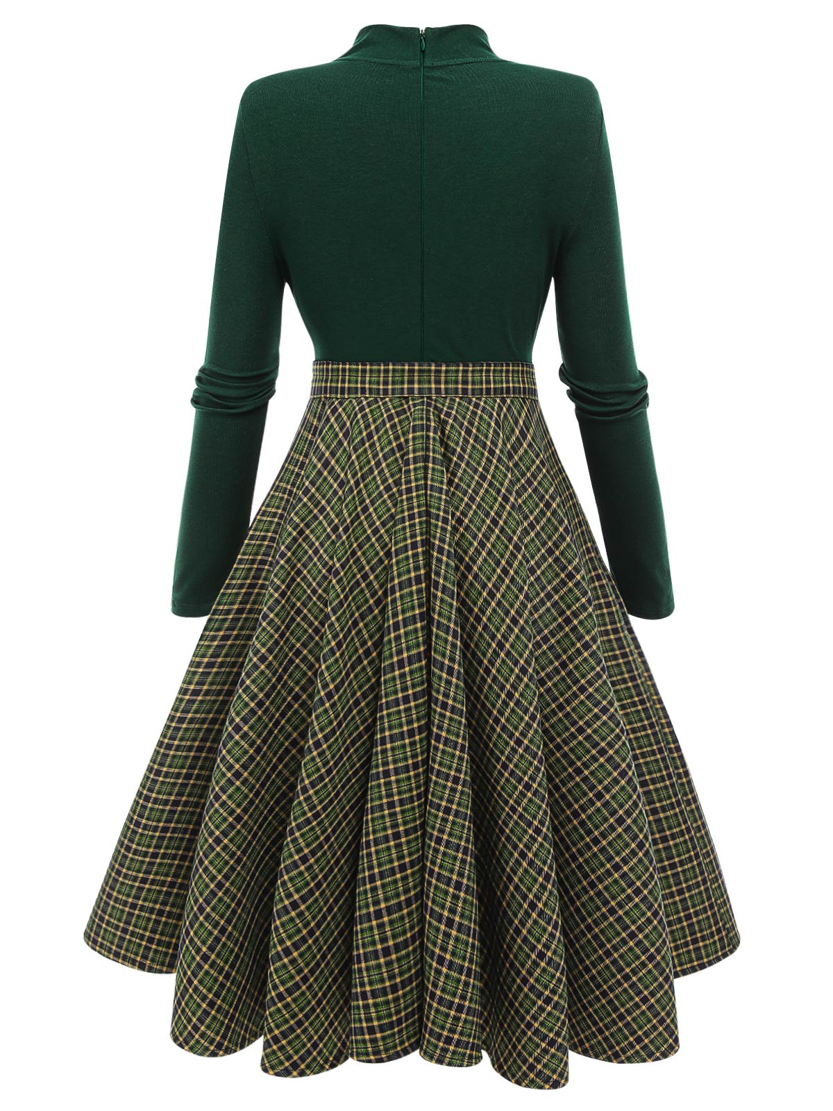 Dark Green Plaid Knitting Dress