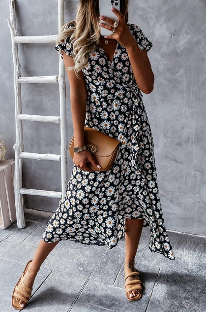 Ivyshape | Loved By You Midi Dress With Daisy Print