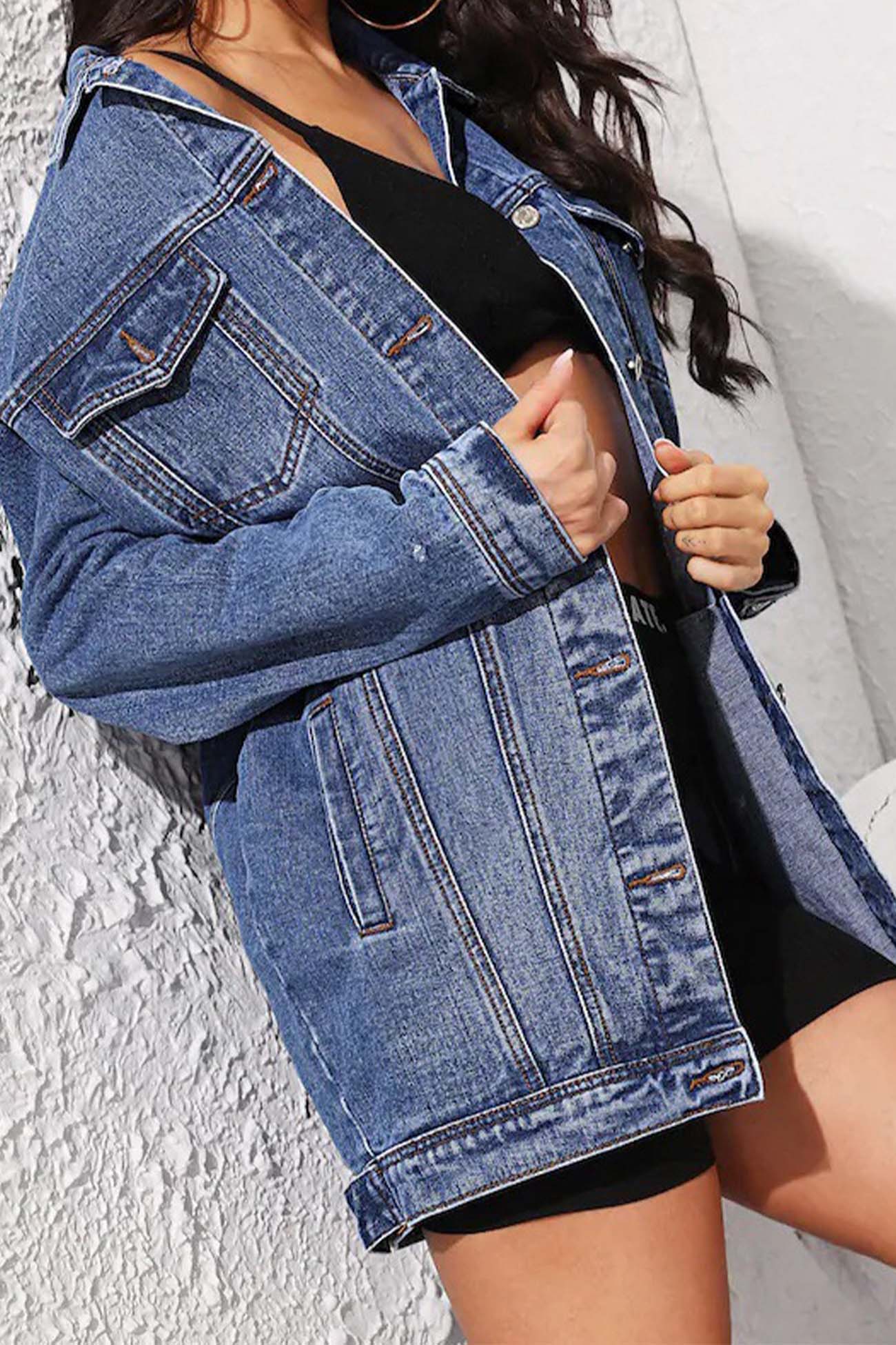 Sleeve Button Up Pocket Denim jacket