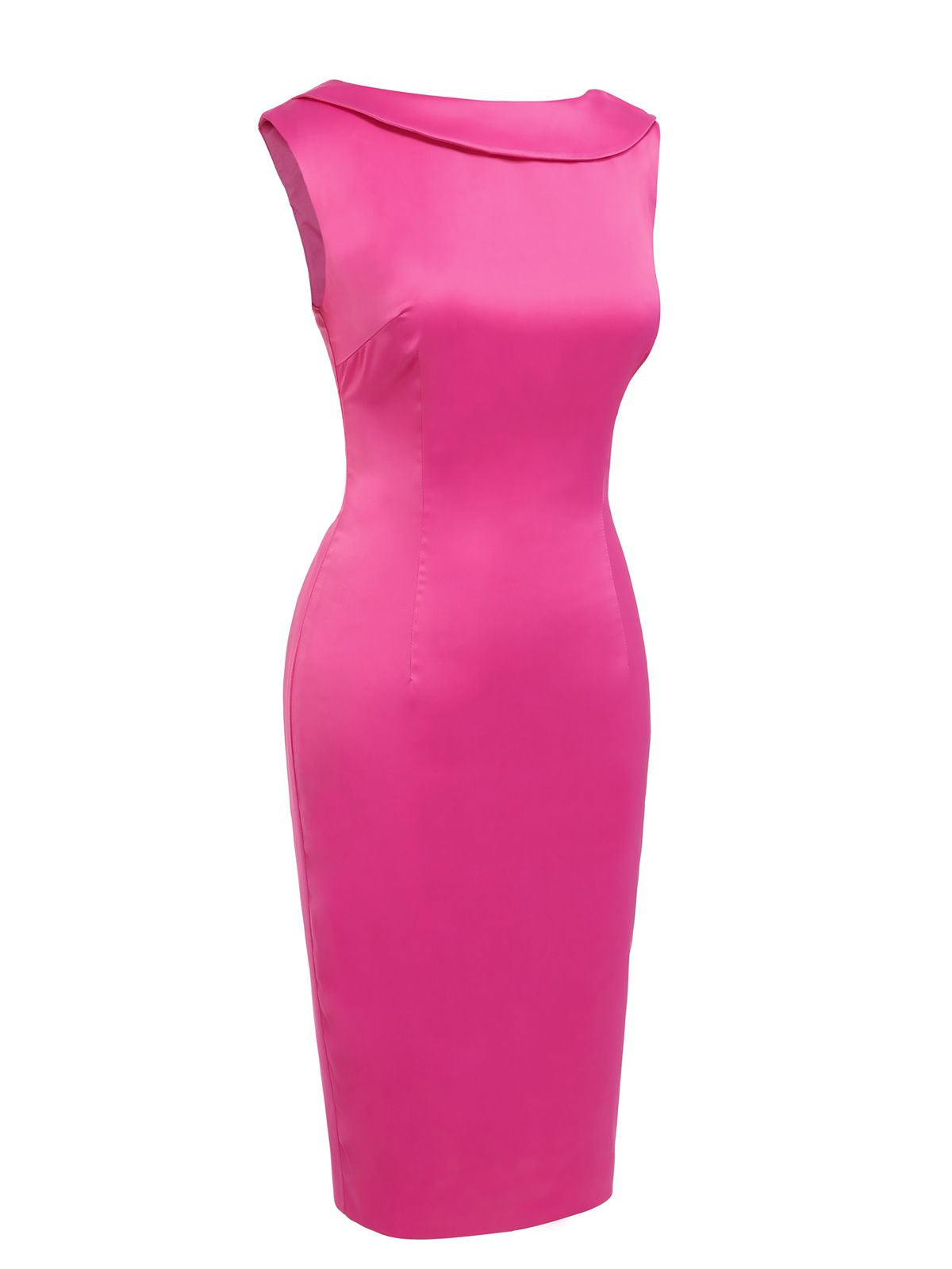 Rose Red  Satin Solid Pencil Dress