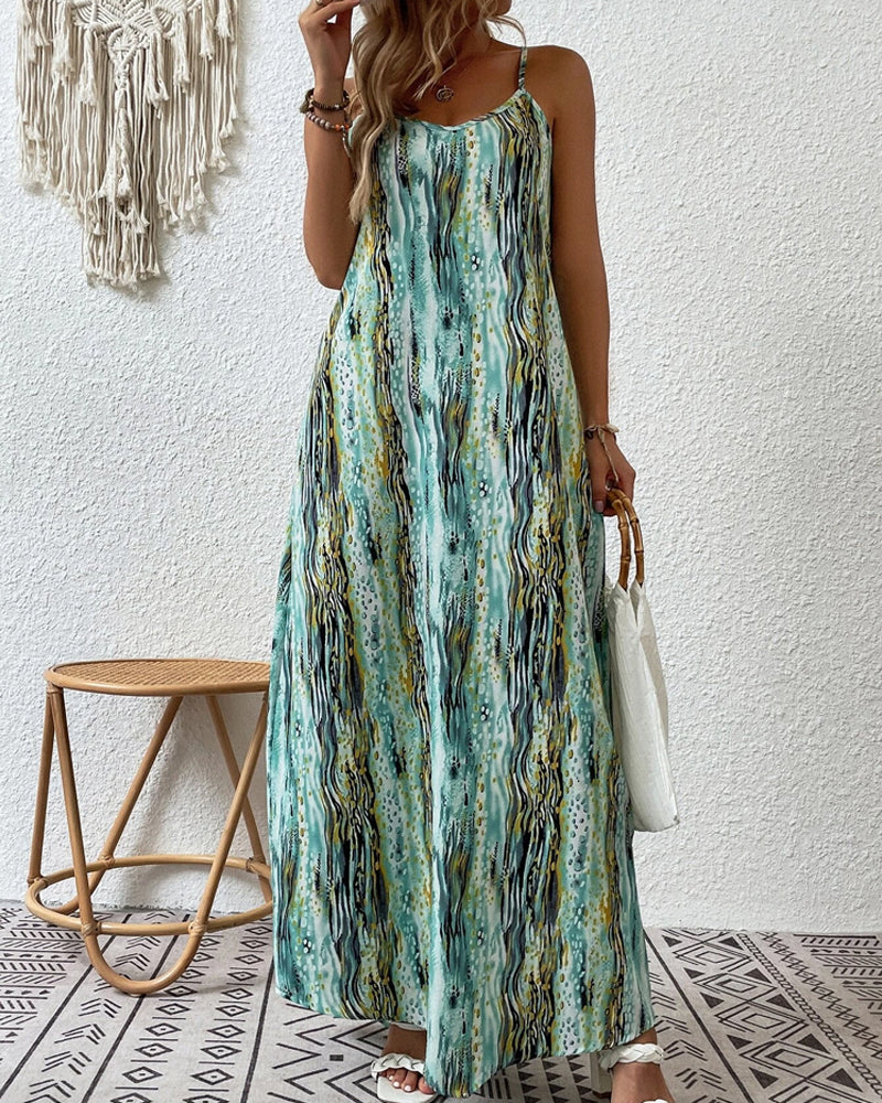 Summer Sleeveless Elegant Dress with Gradient Print | Ideal for Summer