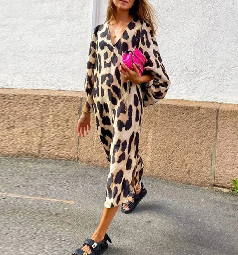 Woman Leopard Prints Maxi Dress