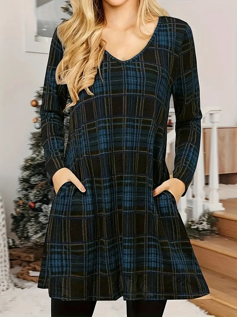 Summer Checked V-Neck Mini Dress | Perfect for Casual Days