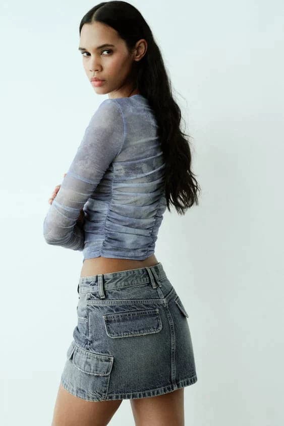 Ivyshape | Women's Chic Denim Skirt Gray