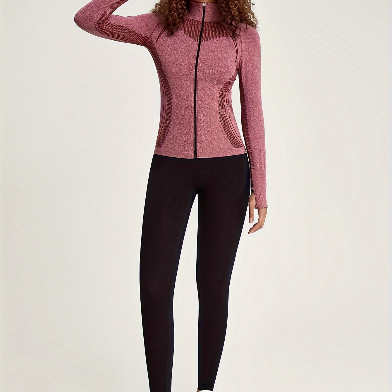 Ivyshape | Women's Long Sleeve Fitness and Sports Jacket with Striped Decoration