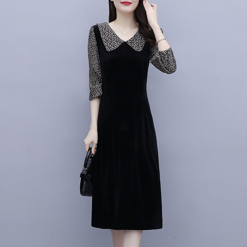 Ivyshape | Velvet Western Style Slim Long-Sleeved Dress