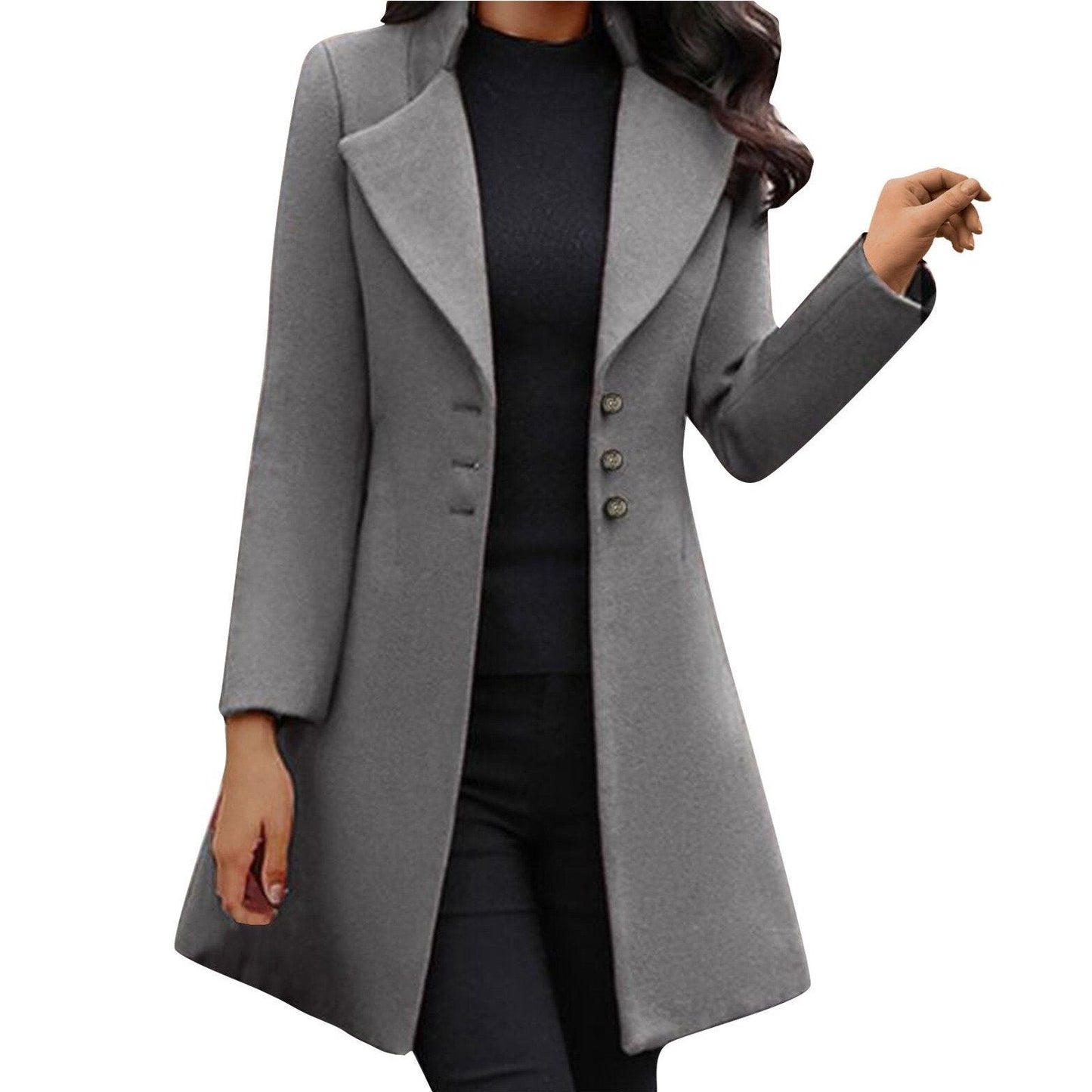 Ivyshape | Italian Long Sleeve Wool Coat