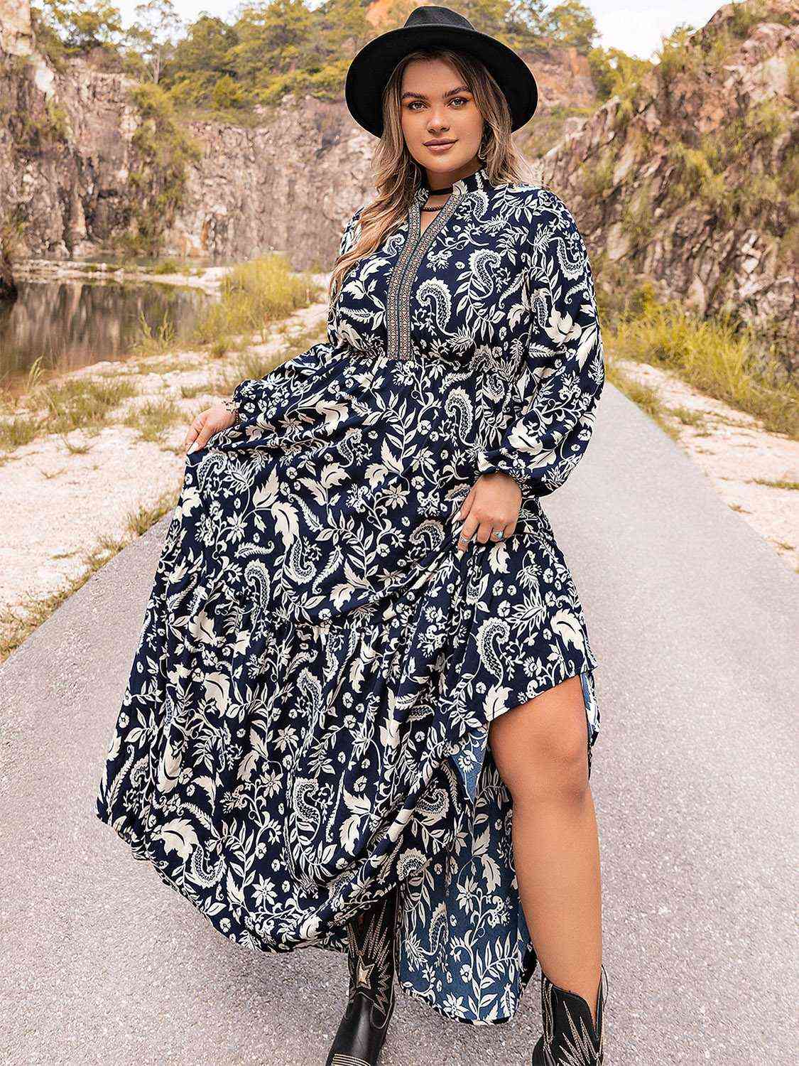 Plus Size Long Sleeve Maxi Dress