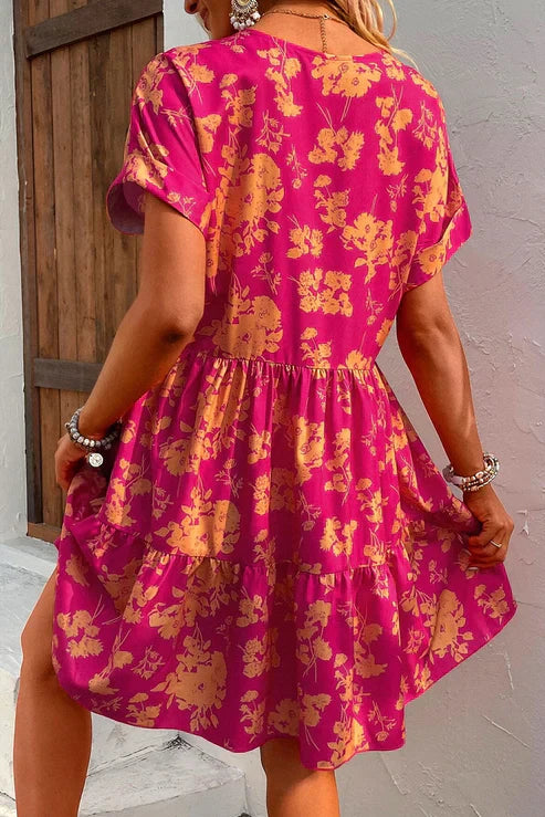 Ivyshape | Women's Floral Mini Dress Pink