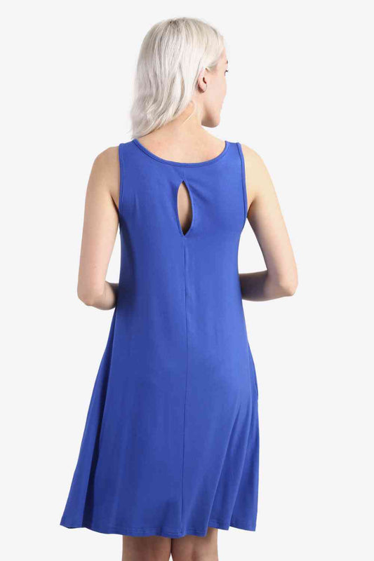 Cutout Scoop Neck Sleeveless Dress with Pockets