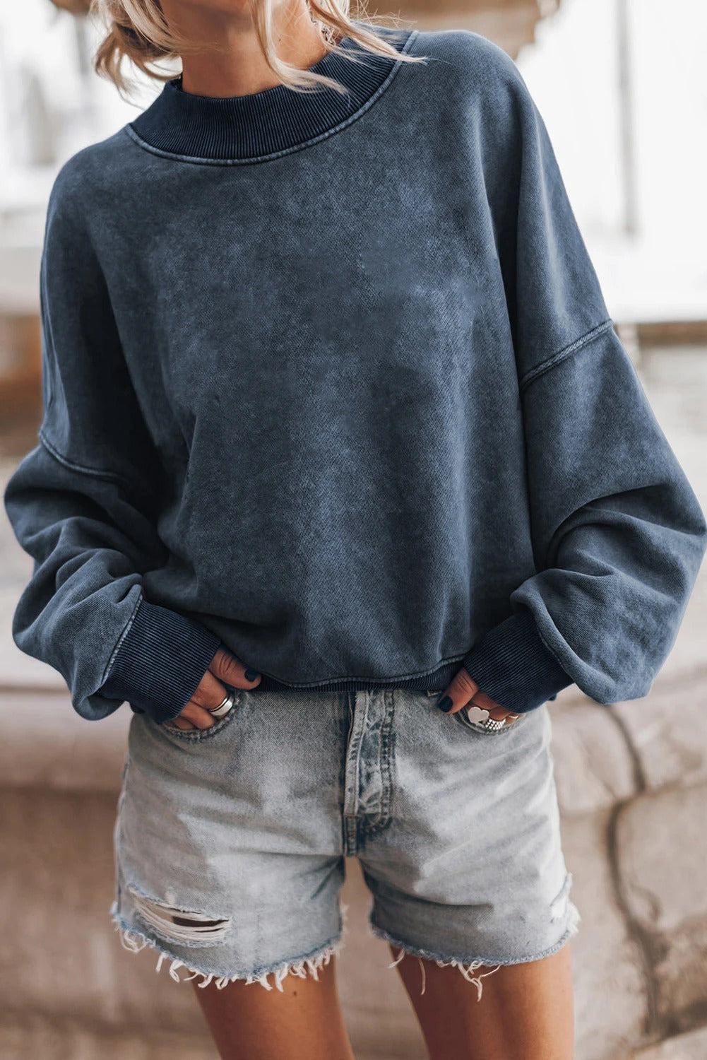 Ivyshape | Drop Shoulder Pullover Sweatshirt