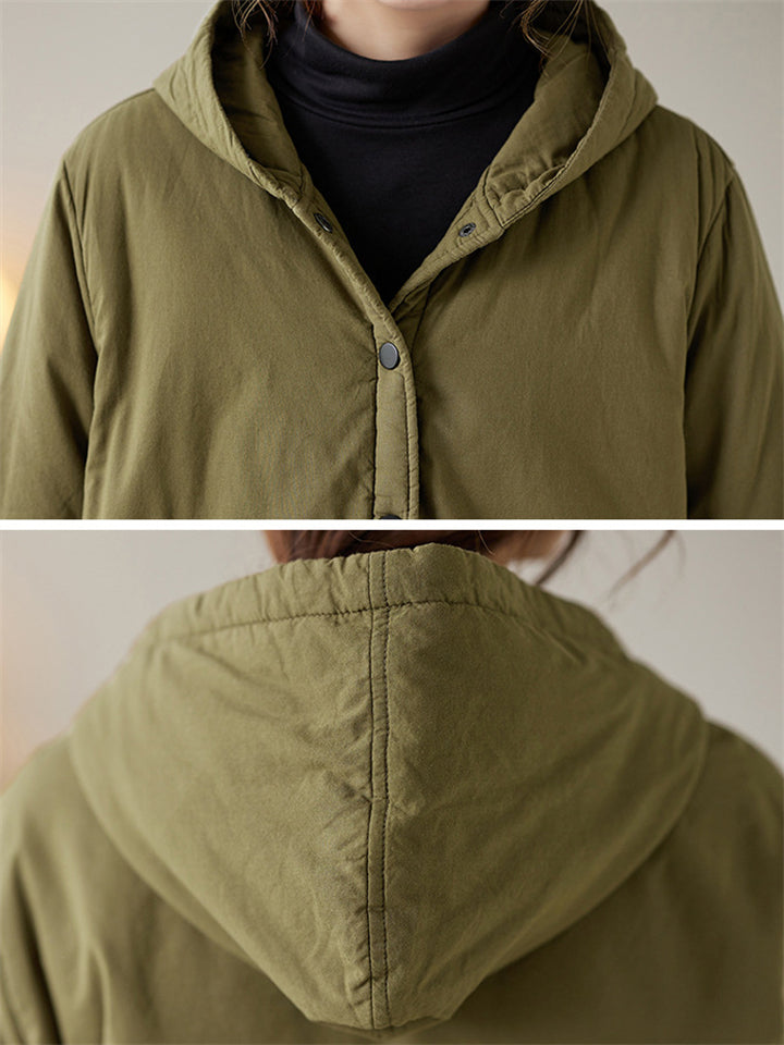 Solid Color All Match Hooded Short Cotton Coat