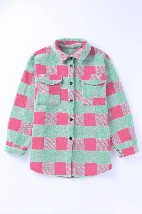 Ivyshape | Plaid Colorblock Casual Oversized Jacket