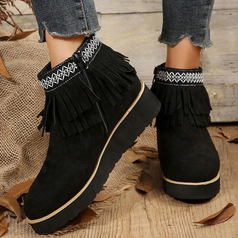 Ivyshape | Women's Tassel Ankle Boots Winter