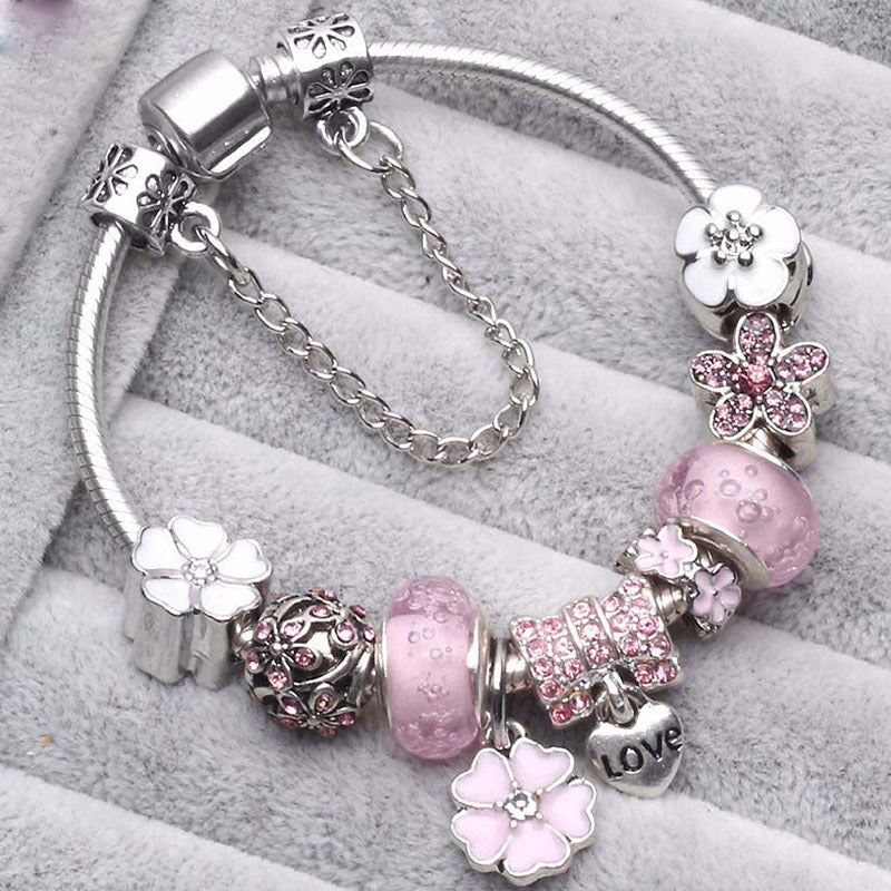 Ivyshape | Peach Blossom Charm Bracelet