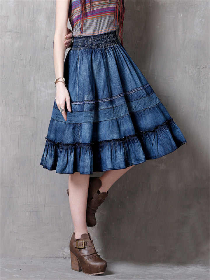 Fashion Splice Denim Skirt