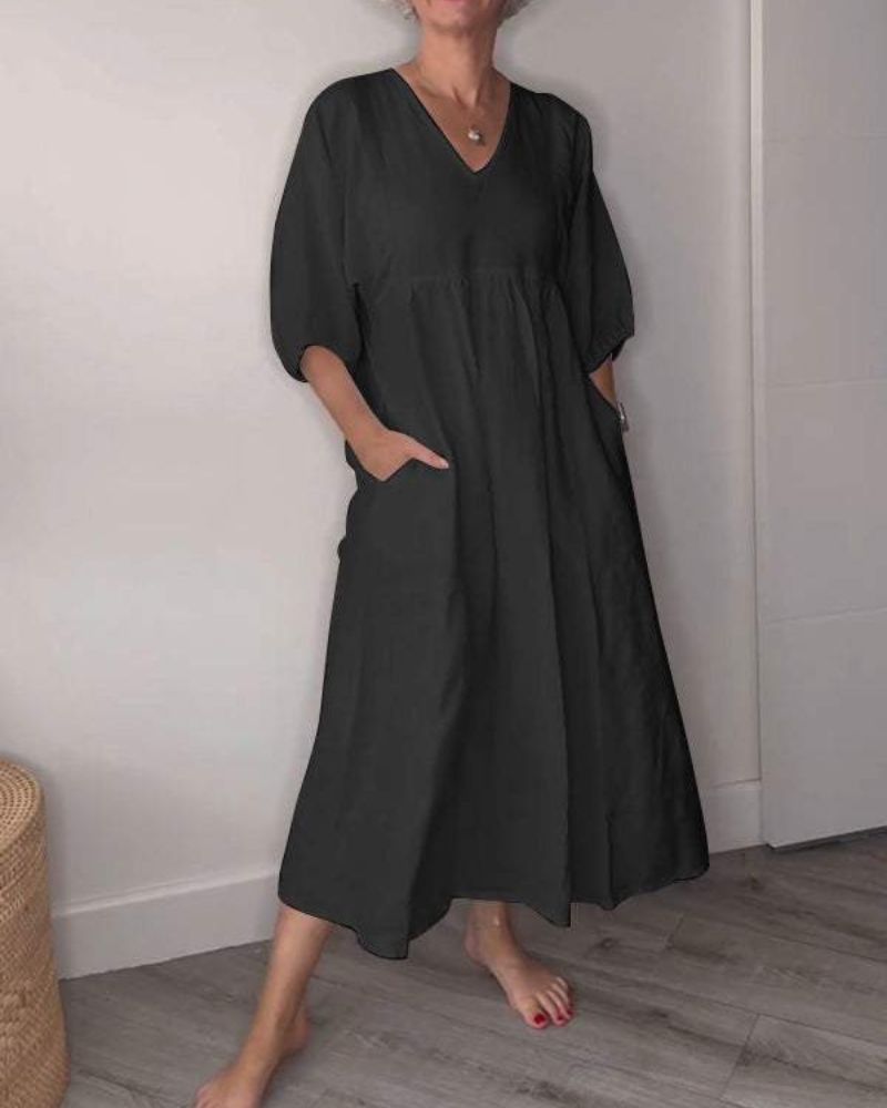 Ivyshape | Relaxed Elegance V-Neck Maxi Dress