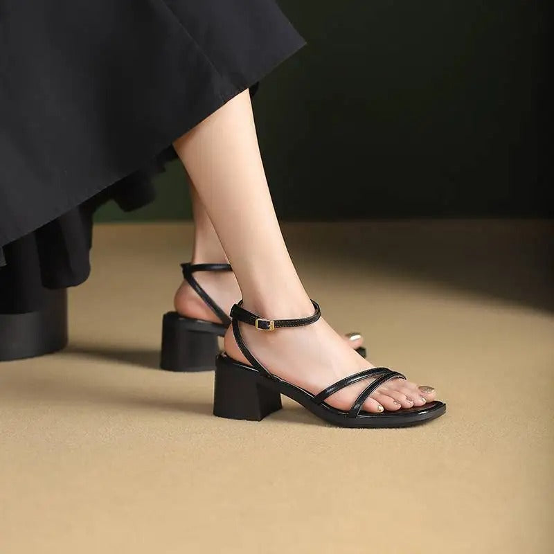 Chic Retro Peep-Toe Sandals for Women