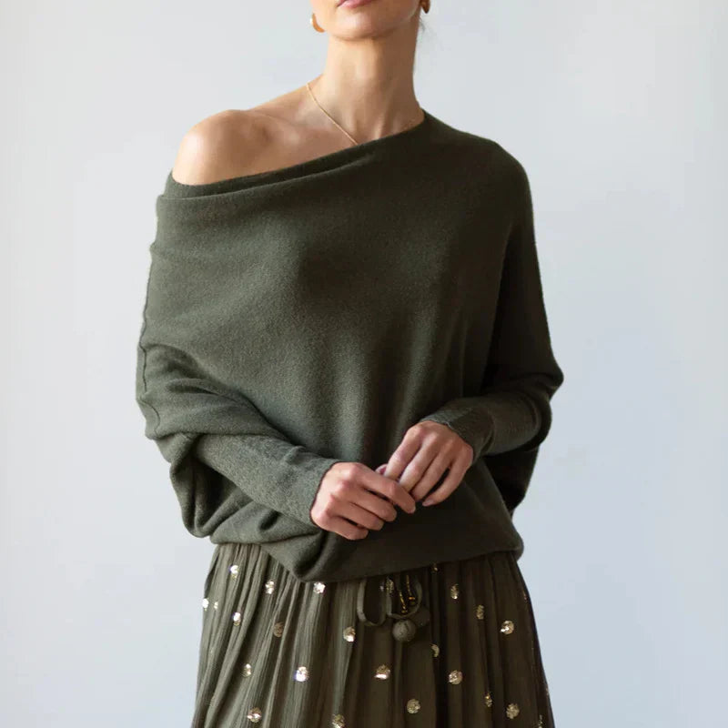 Ivyshape | Women's Asymmetric Draped Sweater