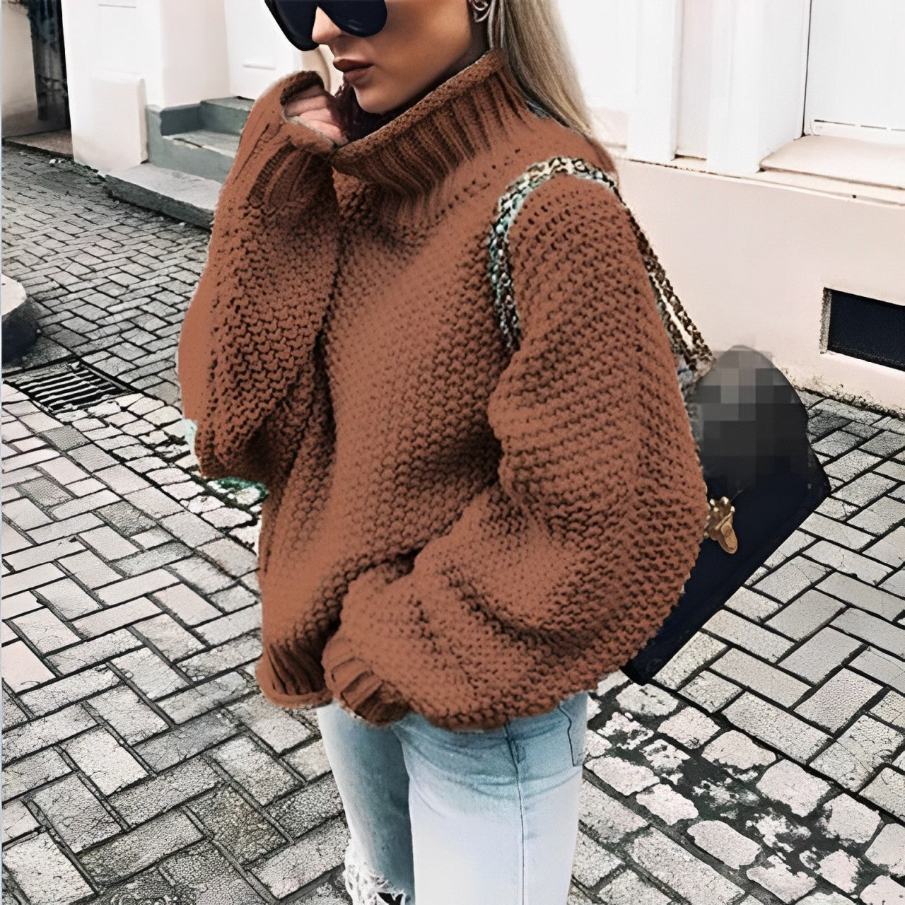 Ivyshape | Thick Sweater with High Collar