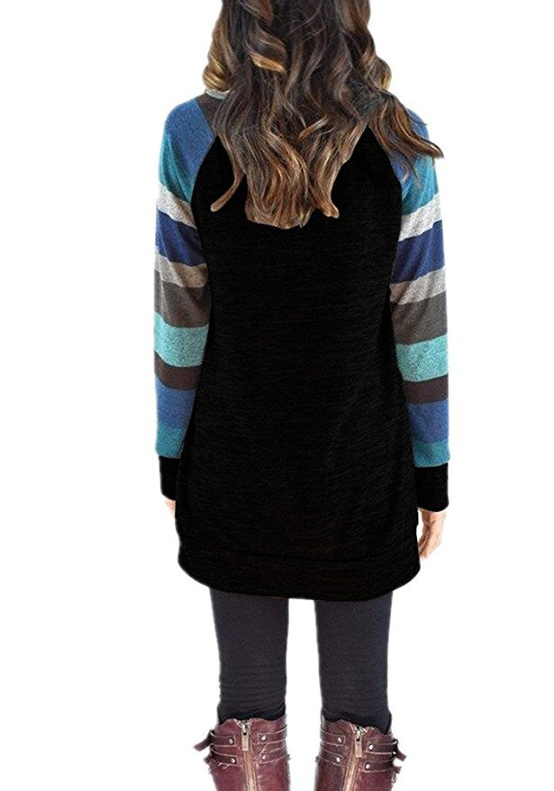 Ivyshape | Striped Raglan Sweatshirt