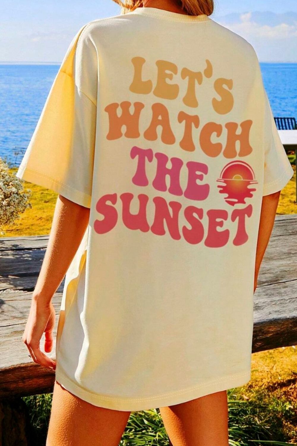 Ivyshape | Let'S Watch The Sunset Round Neck T-Shirt