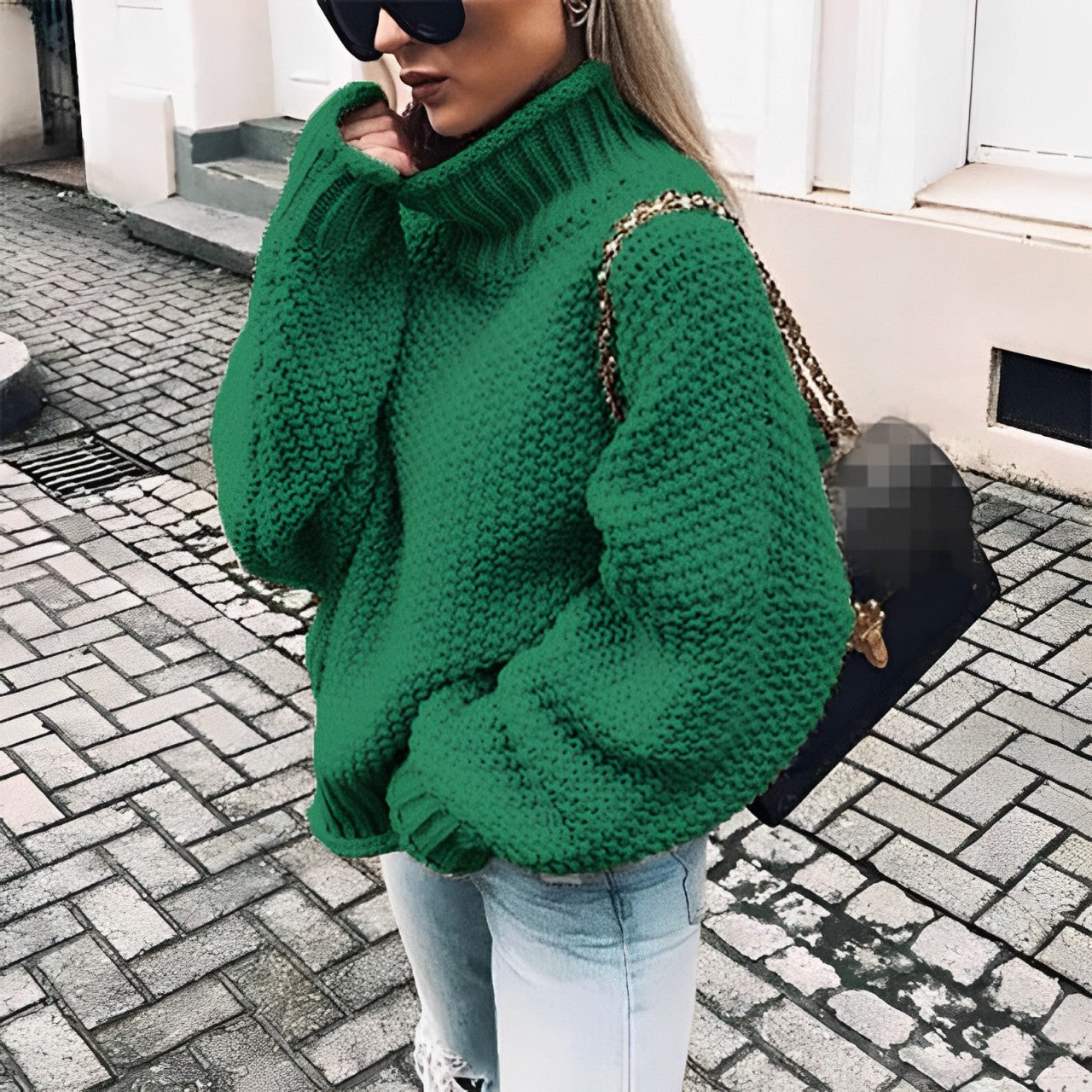 Ivyshape | Thick Sweater with High Collar