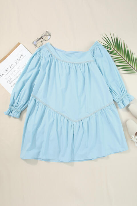 Round Neck Flounce Sleeves Dress