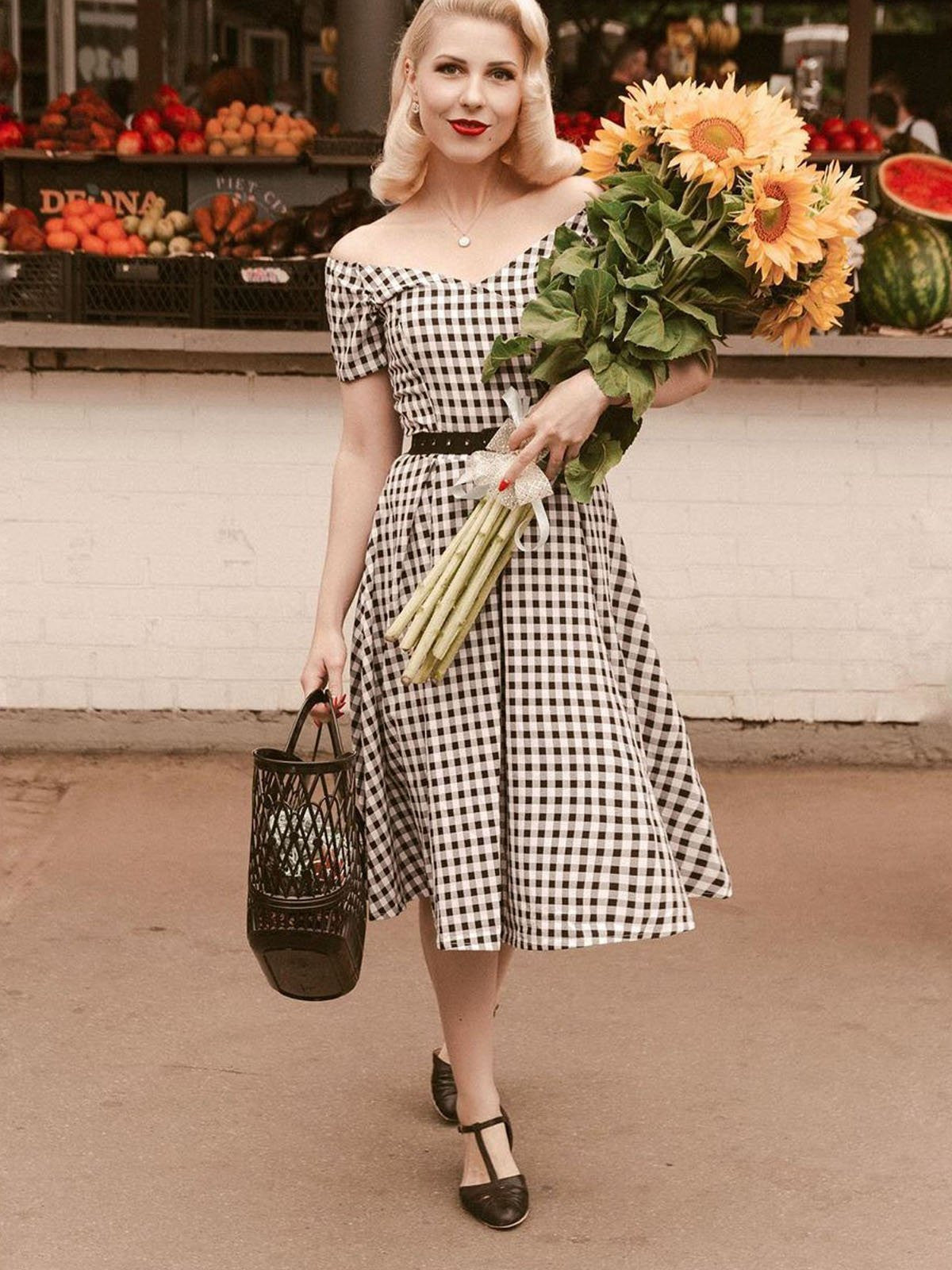 Black Plaid Swing Dress