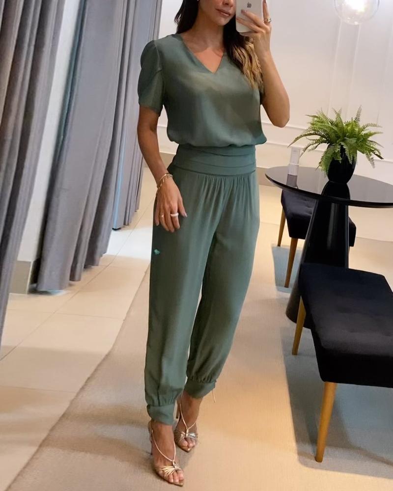 Ivyshape | V-Neck Jumpsuit for Women