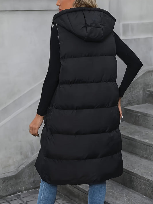 Ivyshape | Warm Midi Vest for Autumn and Winter