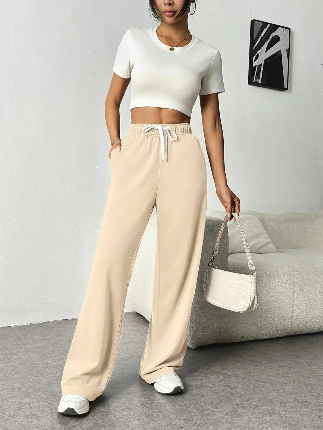 Ivyshape | Stylish Wide-Leg Jogging Trousers for Women