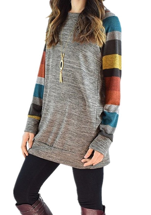 Ivyshape | Striped Raglan Sweatshirt