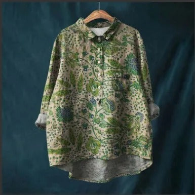 Vibrant Floral Print Blouse for Women (2XL)