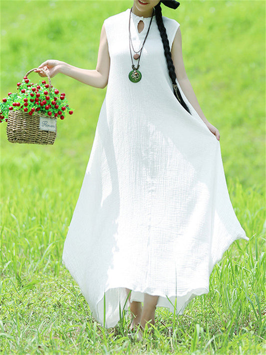 Holiday Picnic Simple Plain Dress for Women