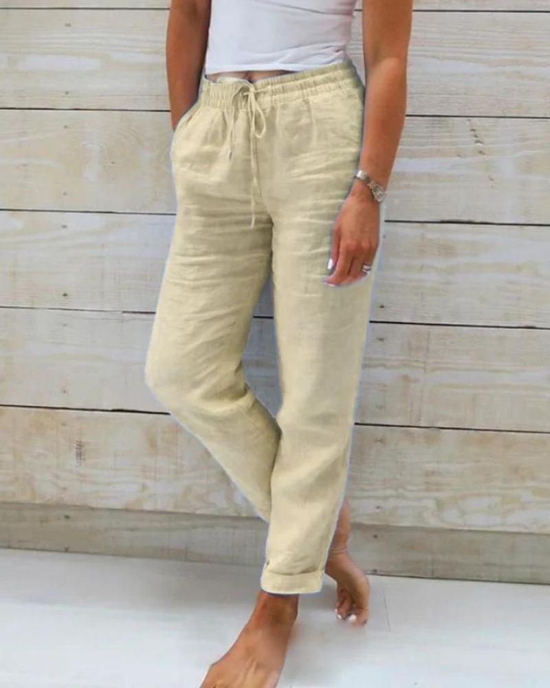 Ivyshape | Pants With Elastic Waistband In Cotton And Linen