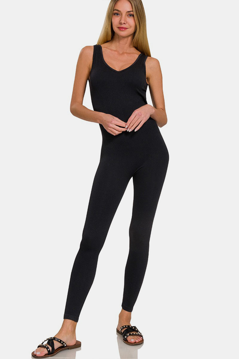 Ivyshape | Zenana Ribbed Bra Padded Sports Seamless Jumpsuit