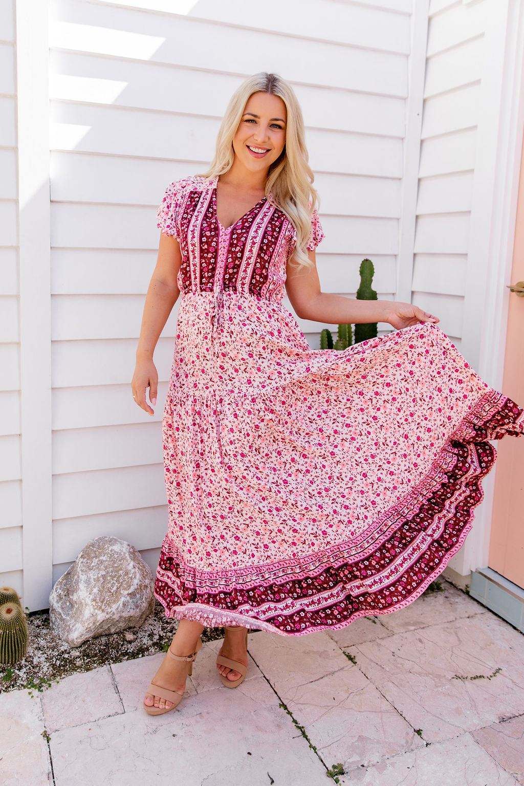 Cora Maxi Dress - Pink Peony