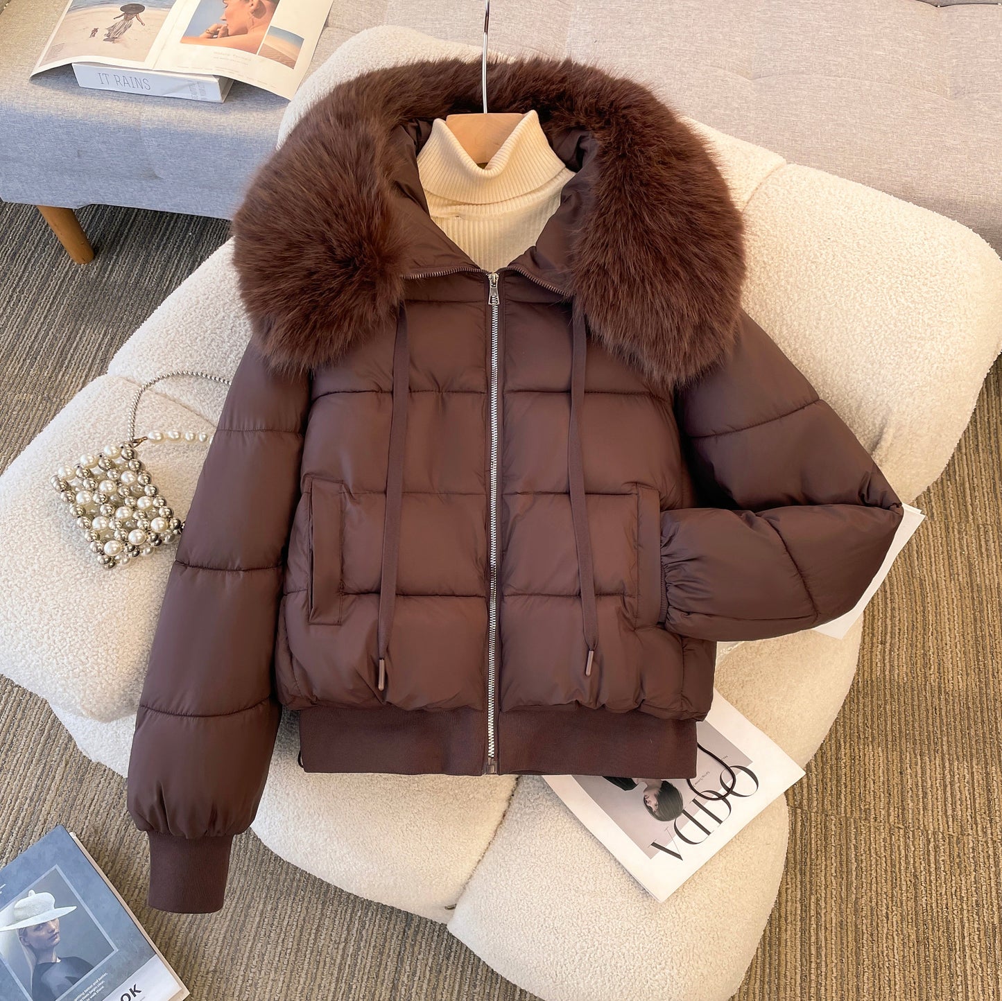 Ivyshape | Warm Parka Jacket with Fur