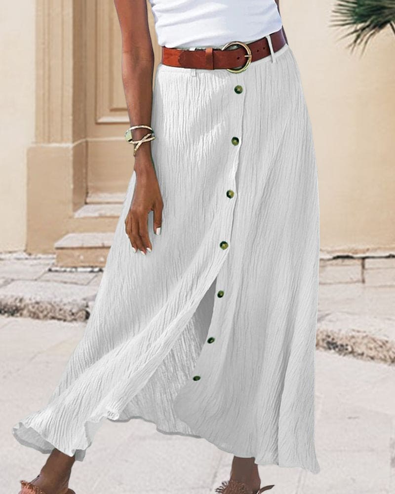 Ivyshape | Women's Maxi Skirt Buttoned