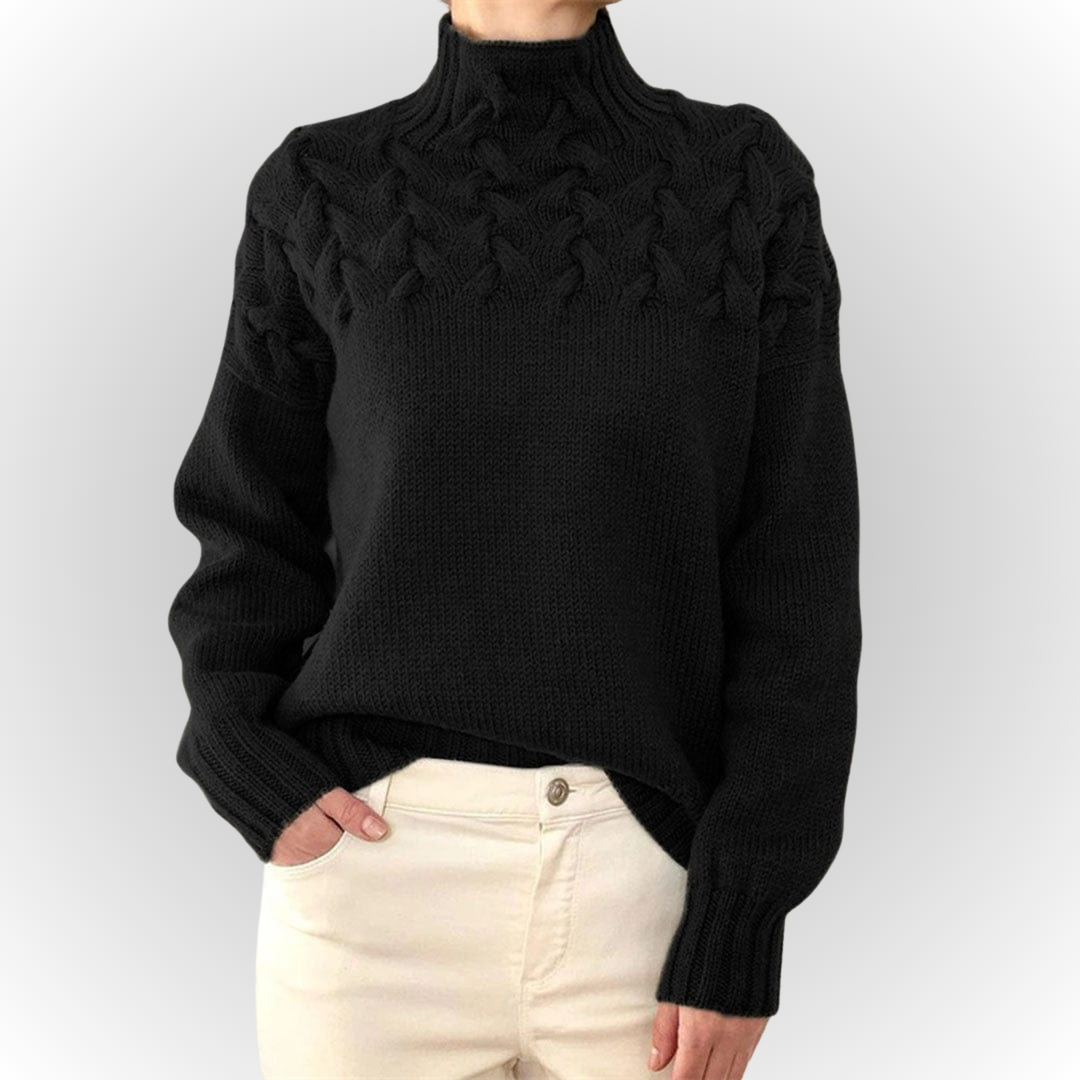 Ivyshape | Cozy Cable Knit Turtleneck Sweater