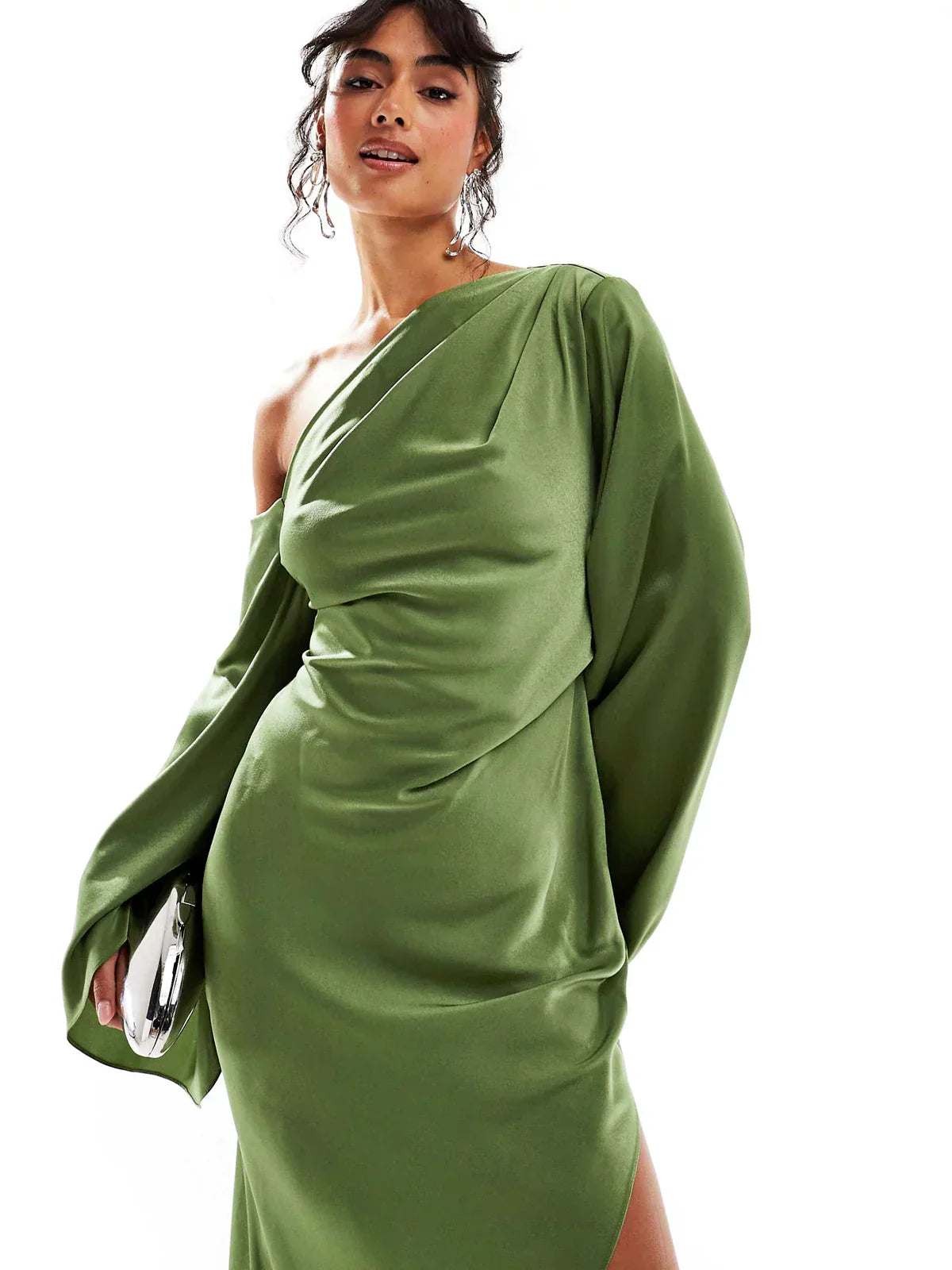 Ivyshape | One-Shoulder Bell Sleeves Maxi Dress