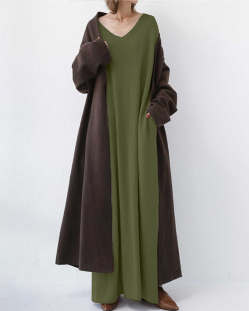 Ivyshape | Warm Full-Sleeve Long Dress for Women