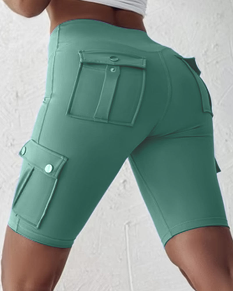 Ivyshape | Women's Casual Shorts With Pockets Plain